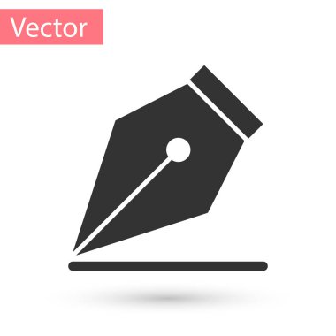 Gri çeşme kalem ucu simgesi beyaz arka plan üzerinde izole. Kalem aracı oturum. Vektör çizim