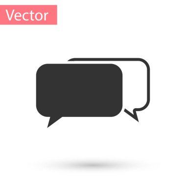 Beyaz arka plan üzerinde izole gri sohbet kutsal kişilerin resmi. Konuşma kabarcıklar sembolü. Vektör çizim