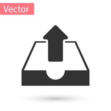 Beyaz arka plan üzerinde izole gelen kutusu simgesini gri Upload. Vektör çizim