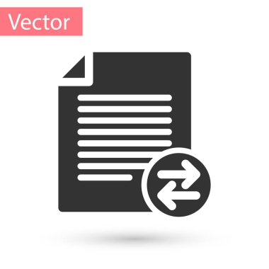 Beyaz arka plan üzerinde izole Dosyalar simgesi gri Transfer. Kopya dosyaları, veri değişimi, yedekleme, Pc göç, dosya paylaşımı kavramları. Vektör çizim