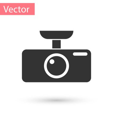 Beyaz arka plan üzerinde izole gri araba Dvr simgesi. Araba dijital video kaydedici simgesi. Vektör çizim