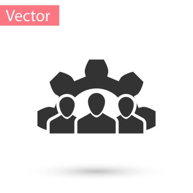 Gri proje takım temel simgesi beyaz arka plan üzerinde izole. İş analizi ve planlama, danışmanlık, takım çalışması, proje yönetimi. Geliştiriciler. Vektör çizim