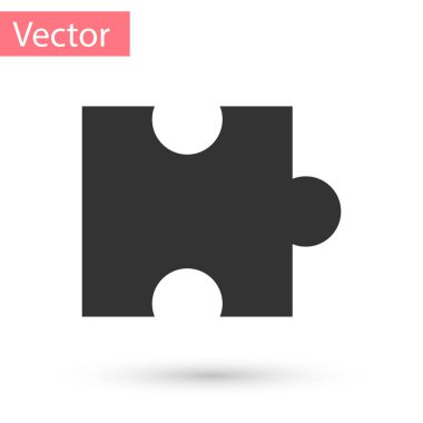 Gri bulmaca simgesi beyaz arka plan üzerinde izole parçası. Modern düz, işletme, pazarlama, finans, internet kavramı. Vektör çizim
