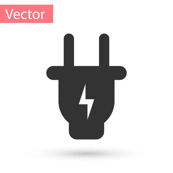 Graues Steckersymbol isoliert auf weißem Hintergrund. Konzept der Verbindung und Abschaltung der Elektrizität. Vektorillustration — Stockvektor