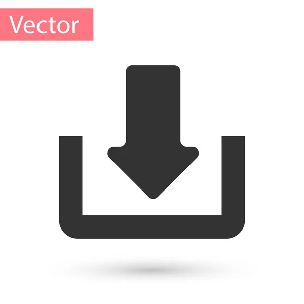 Graues Download-Symbol isoliert auf weißem Hintergrund. Upload-Taste. Lastsymbol. Pfeil zeigt nach unten. Vektorillustration — Stockvektor