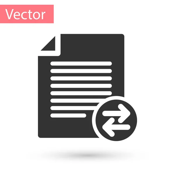 Ícone de arquivos de transferência cinza isolado no fundo branco. Copiar arquivos, troca de dados, backup, migração de PC, conceitos de compartilhamento de arquivos. Ilustração vetorial — Vetor de Stock