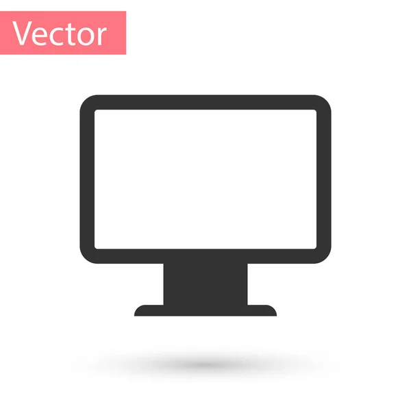 Graues Computerbildschirm-Symbol auf weißem Hintergrund. Elektronikgerät. Frontansicht. Vektorillustration — Stockvektor