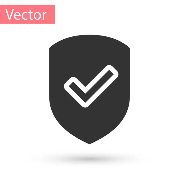 Escudo cinza com ícone de marca de seleção isolado no fundo branco. Símbolo de protecção. Verificação de segurança Ícone. Marque o ícone aprovado pela marca. Ilustração vetorial — Vetor de Stock