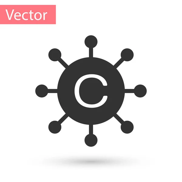 Серый значок сети копирайтинга изолирован на белом фоне. Символ сети контента. Авторское право знак. Копирование сетевого знака. Векторная миграция — стоковый вектор