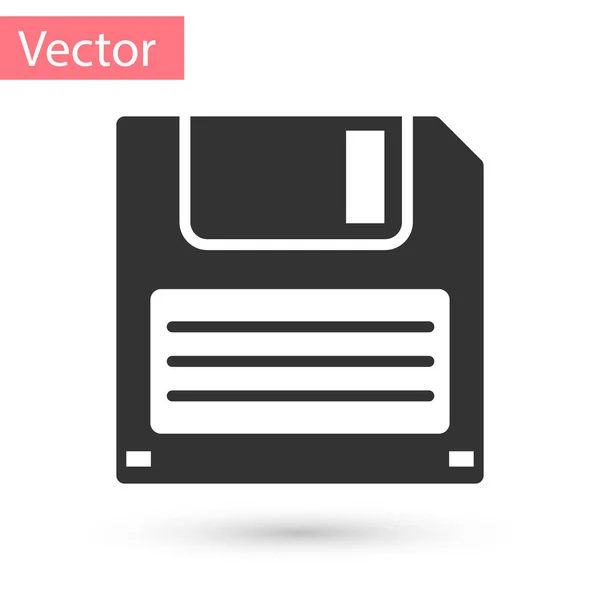 Graue Diskette zur Speicherung von Computerdaten, isoliert auf weißem Hintergrund. Diskettenzeichen. Vektorillustration — Stockvektor