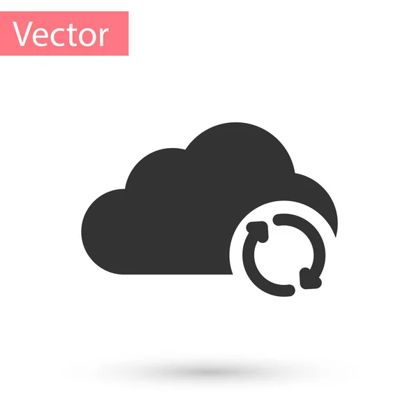 Grey Cloud sincronizza l'icona di aggiornamento isolata su sfondo bianco. Nuvola e frecce. Illustrazione vettoriale — Vettoriale Stock
