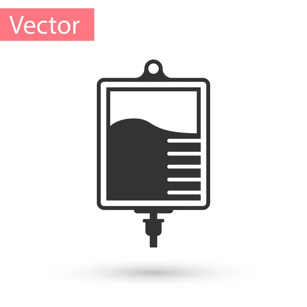 Graues Iv Bag Symbol isoliert auf weißem Hintergrund. Blutbeutel-Symbol. Blutspendekonzept. das Konzept der Behandlung und Therapie, Chemotherapie. Vektorillustration — Stockvektor