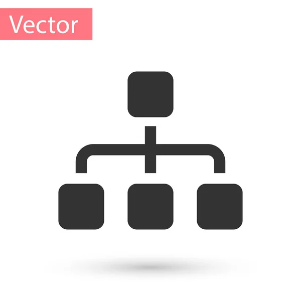 Graue Hierarchie Organogrammdiagramm Infografik Symbol isoliert auf weißem Hintergrund. Grafische Elemente der Unternehmensstruktur. Vektorillustration — Stockvektor