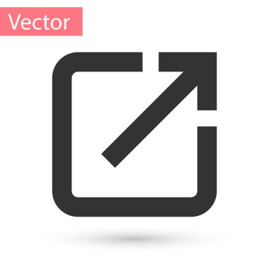 Gri açık içinde yeni pencere simgesi beyaz arka plan üzerinde izole. Başka bir sekme düğmesi oturum açın. Tarayıcı çerçeve sembolü. Dış bağlantı işaret. Vektör çizim