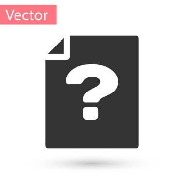 Gri bilinmeyen belge simgesi beyaz arka plan üzerinde izole. Soru işareti ile dosya. Rapor, hizmet ve genel arama işareti tutun. Vektör çizim