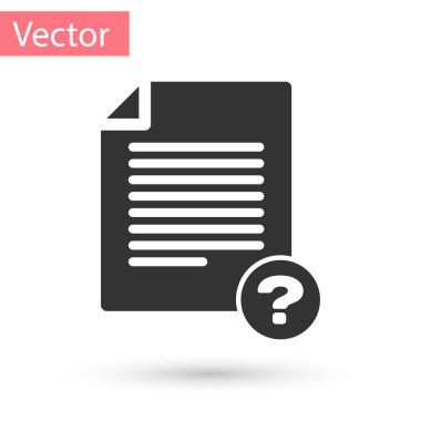 Gri bilinmeyen belge simgesi beyaz arka plan üzerinde izole. Soru işareti ile dosya. Rapor, hizmet ve genel arama işareti tutun. Vektör çizim