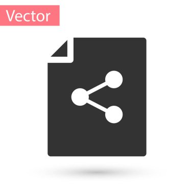 Gri paylaşımı dosya simgesi beyaz arka plan üzerinde izole. Dosya paylaşımı. Dosya aktarımı işareti. Vektör çizim