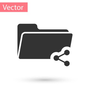 Beyaz arka plan üzerinde izole gri pay ağıl kutsal kişilerin resmi. Klasör paylaşımı. Klasör aktarımı işareti. Vektör çizim