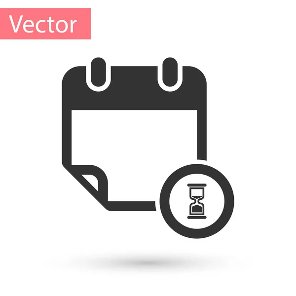 Graues Kalender- und Uhrensymbol auf weißem Hintergrund. Zeitplan, Termin, Veranstalter, Stundenzettel, Zeitmanagement, wichtiges Datum. Vektorillustration — Stockvektor