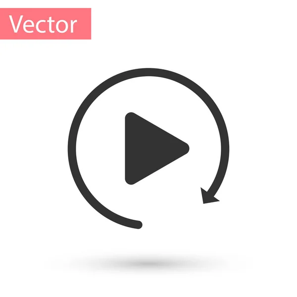 Botão de reprodução de vídeo cinza como ícone de reprodução simples isolado no fundo branco. Ilustração vetorial — Vetor de Stock