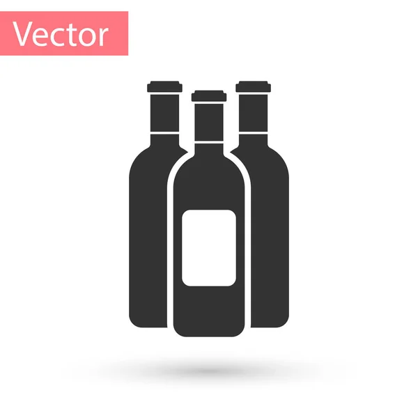Botellas grises de vino icono aislado sobre fondo blanco. Ilustración vectorial — Vector de stock