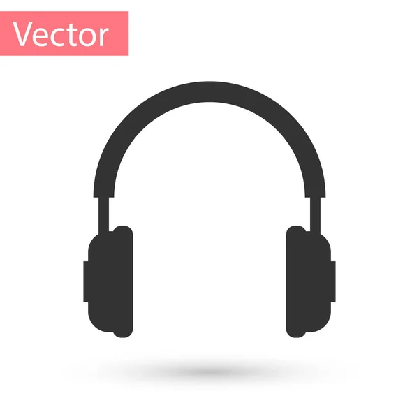 Icono de auriculares grises aislado sobre fondo blanco. Signo de auriculares. Objeto conceptual para escuchar música, servicio, comunicación y operador. Ilustración vectorial — Vector de stock
