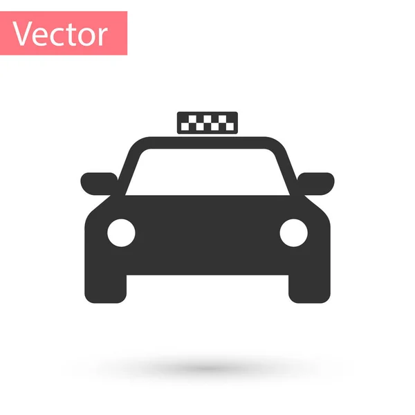 グレーのタクシー車のアイコンが白い背景で隔離。ベクトル図 — ストックベクタ