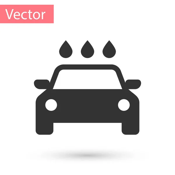 Icono de lavado de coches gris aislado sobre fondo blanco. Servicio de lavado de autos e icono de la nube de agua. Ilustración vectorial — Vector de stock