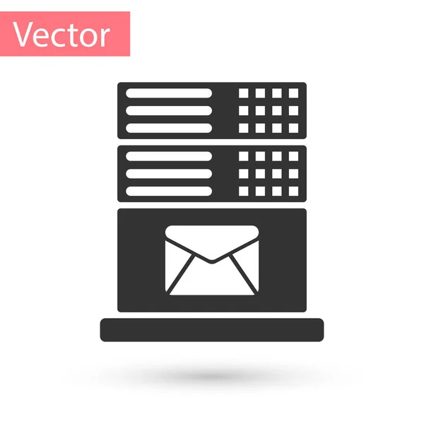 Icône du serveur Grey Mail isolée sur fond blanc. Illustration vectorielle — Image vectorielle
