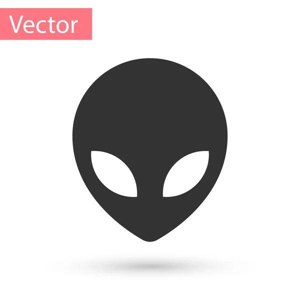 Ícone alienígena cinzento isolado no fundo branco. Extraterrestre rosto ou cabeça símbolo alienígena. Ilustração vetorial — Vetor de Stock