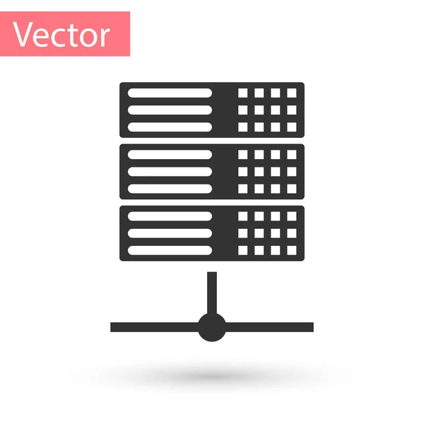 Graue Server, Daten, Web-Hosting-Symbol isoliert auf weißem Hintergrund. Vektorillustration — Stockvektor