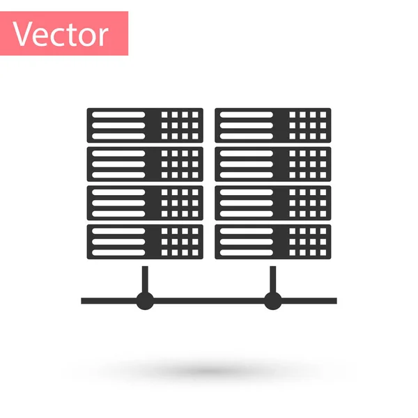 Graue Server, Daten, Web-Hosting-Symbol isoliert auf weißem Hintergrund. Vektorillustration — Stockvektor