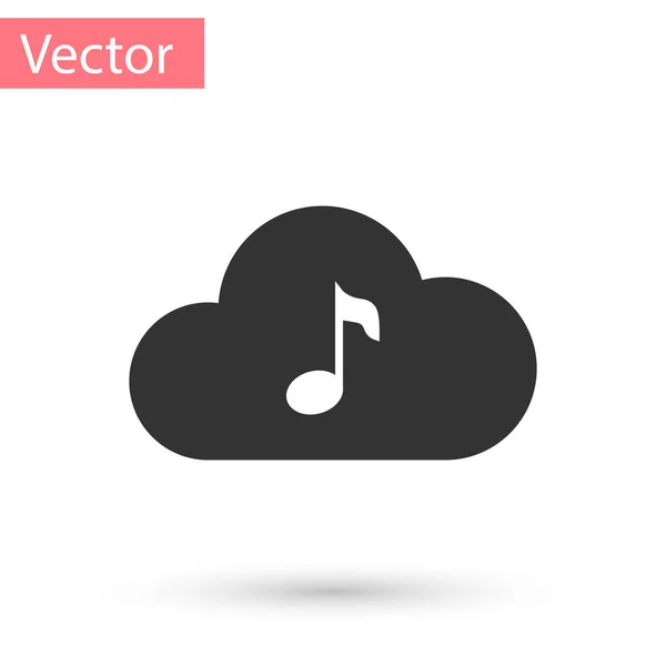 Icono de servicio de streaming de música gris aislado sobre fondo blanco. Computación en la nube de sonido, transmisión de medios en línea, canción en línea, onda de audio. Ilustración vectorial — Vector de stock