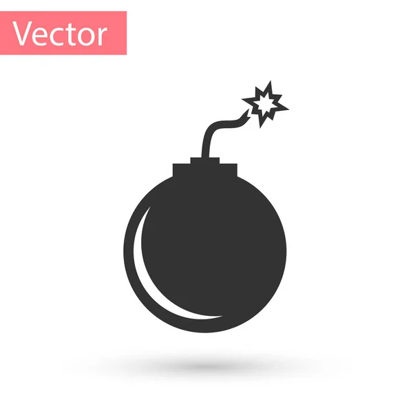 Graue Bombe bereit zur Explosion Symbol isoliert auf weißem Hintergrund. Vektorillustration — Stockvektor