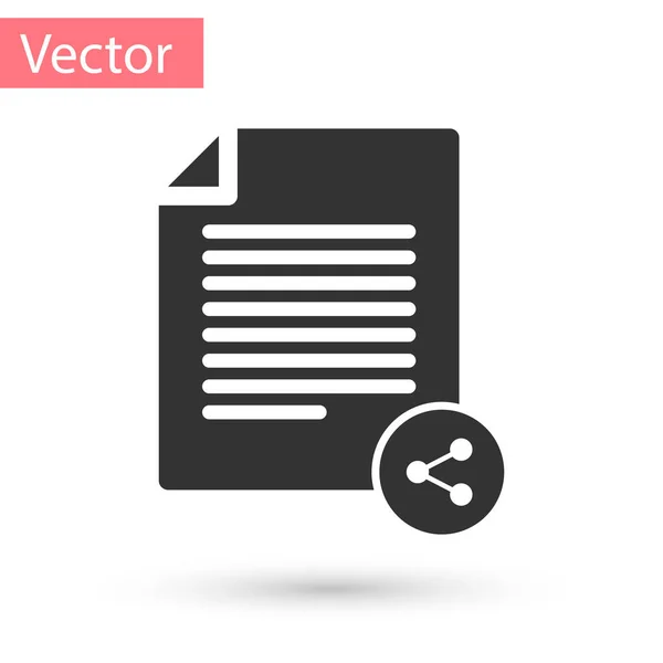 Grey Share ícone de arquivo isolado no fundo branco. Partilha de ficheiros. Sinal de transferência de ficheiros. Ilustração vetorial — Vetor de Stock