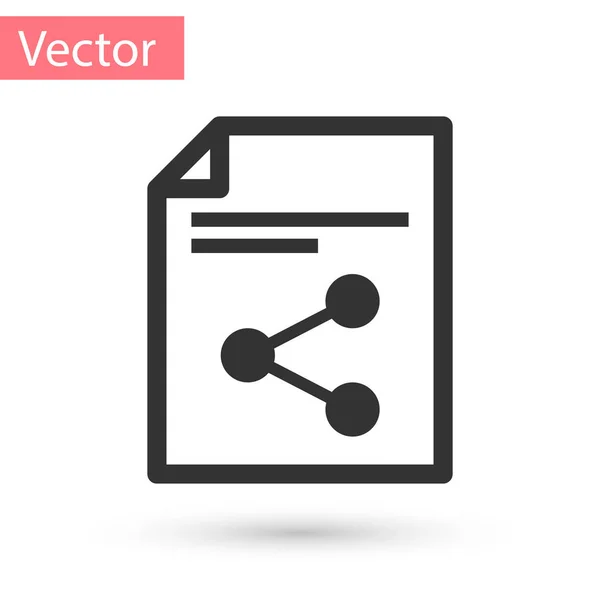 Grey Share ícone de arquivo isolado no fundo branco. Partilha de ficheiros. Sinal de transferência de ficheiros. Ilustração vetorial — Vetor de Stock