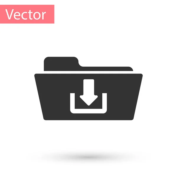 Graues Ordner-Download-Symbol isoliert auf weißem Hintergrund. Vektorillustration — Stockvektor
