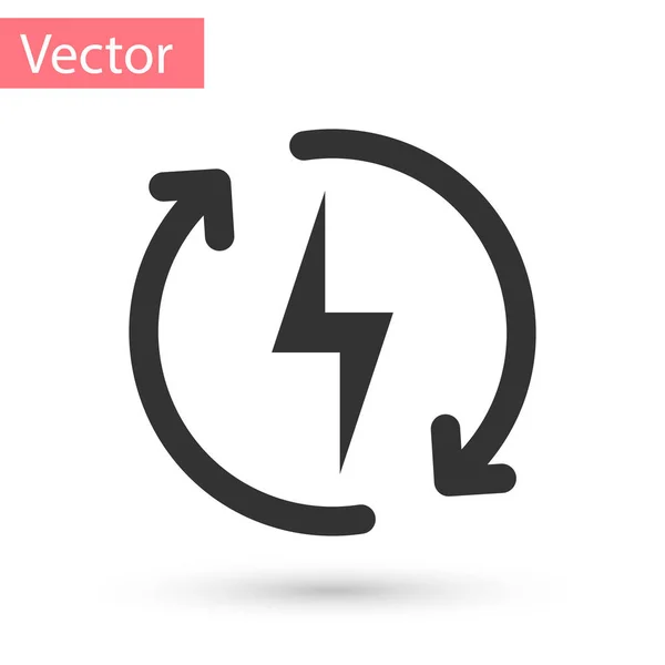 Icona di ricarica grigia isolata su sfondo bianco. Segno di energia elettrica. Illustrazione vettoriale — Vettoriale Stock