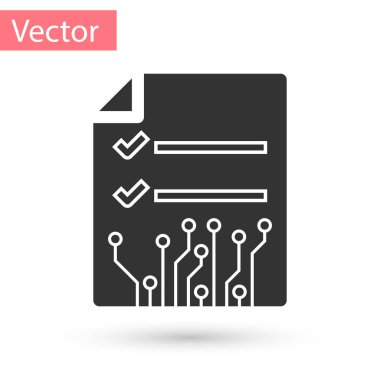 Gri akıllı sözleşme simgesi beyaz arka plan üzerinde izole. Blockchain teknoloji, cryptocurrency madencilik, bitcoin, altcoins, dijital para piyasası. Vektör çizim