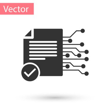 Gri akıllı sözleşme simgesi beyaz arka plan üzerinde izole. Blockchain teknoloji, cryptocurrency madencilik, bitcoin, altcoins, dijital para piyasası. Vektör çizim