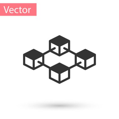 Gri Blockchain teknoloji simgesi beyaz arka plan üzerinde izole. Cryptocurrency veri işareti. Soyut geometrik bloğu zinciri ağ teknolojisi iş. Vektör çizim