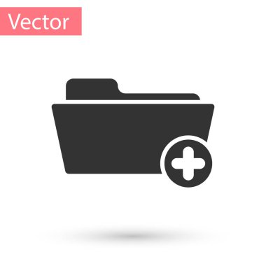 Beyaz arka plan üzerinde izole sağlık simge için gri tıbbi sağlık kayıt klasörü. Hasta dosya simgesi. Tıbbi geçmişi sembolü. Vektör çizim