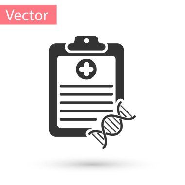 Beyaz arka plan üzerinde izole Dna analizi simgesi olan gri Pano. Genetik mühendisliği, genetik test, klonlama, babalık testi. Vektör çizim