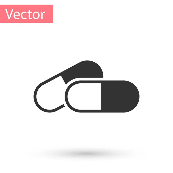Pilule de médecine grise ou icône de comprimé isolé sur fond blanc. Pilule et signe de drogue. Conception de pharmacie. Illustration vectorielle — Image vectorielle