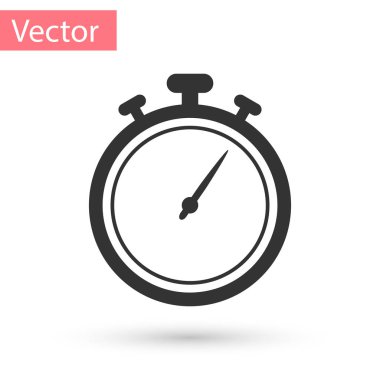 Gri Kronometre simgesi beyaz arkaplanda izole edildi. Zaman göstergesi. Kronometre işareti. Vektör İllüstrasyonu