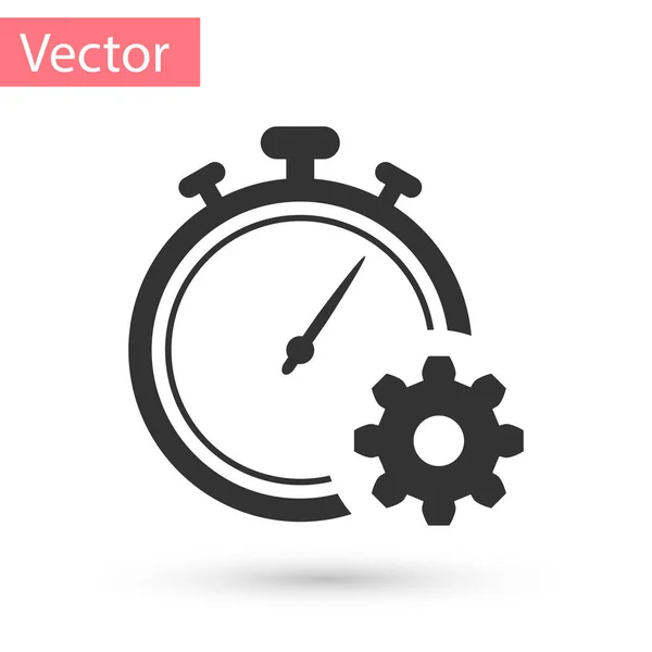 Graues Zeitmanagement-Symbol isoliert auf weißem Hintergrund. Uhr und Schaltzeichen. Produktivitätssymbol. Vektorillustration — Stockvektor