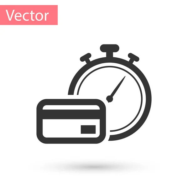 Gris Icono de pagos rápidos aislado sobre fondo blanco. Pago rápido por transferencia de dinero. Servicios financieros, préstamos rápidos, tiempo es dinero, concepto de devolución de efectivo. Ilustración vectorial — Vector de stock