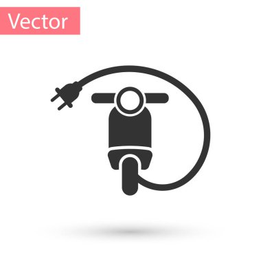 Gri elektrikli scooter simgesi beyaz arka plan üzerinde izole. Vektör çizim