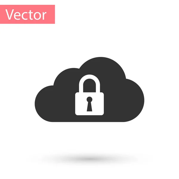 Icono de bloqueo de computación en nube gris aislado sobre fondo blanco. Seguridad, seguridad, concepto de protección. Ilustración vectorial — Vector de stock