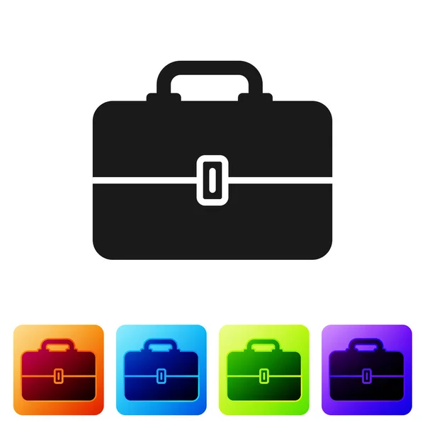 Icono Black Toolbox aislado sobre fondo blanco. Signo de caja de herramientas. Establecer icono en los botones cuadrados de color. Ilustración vectorial — Vector de stock